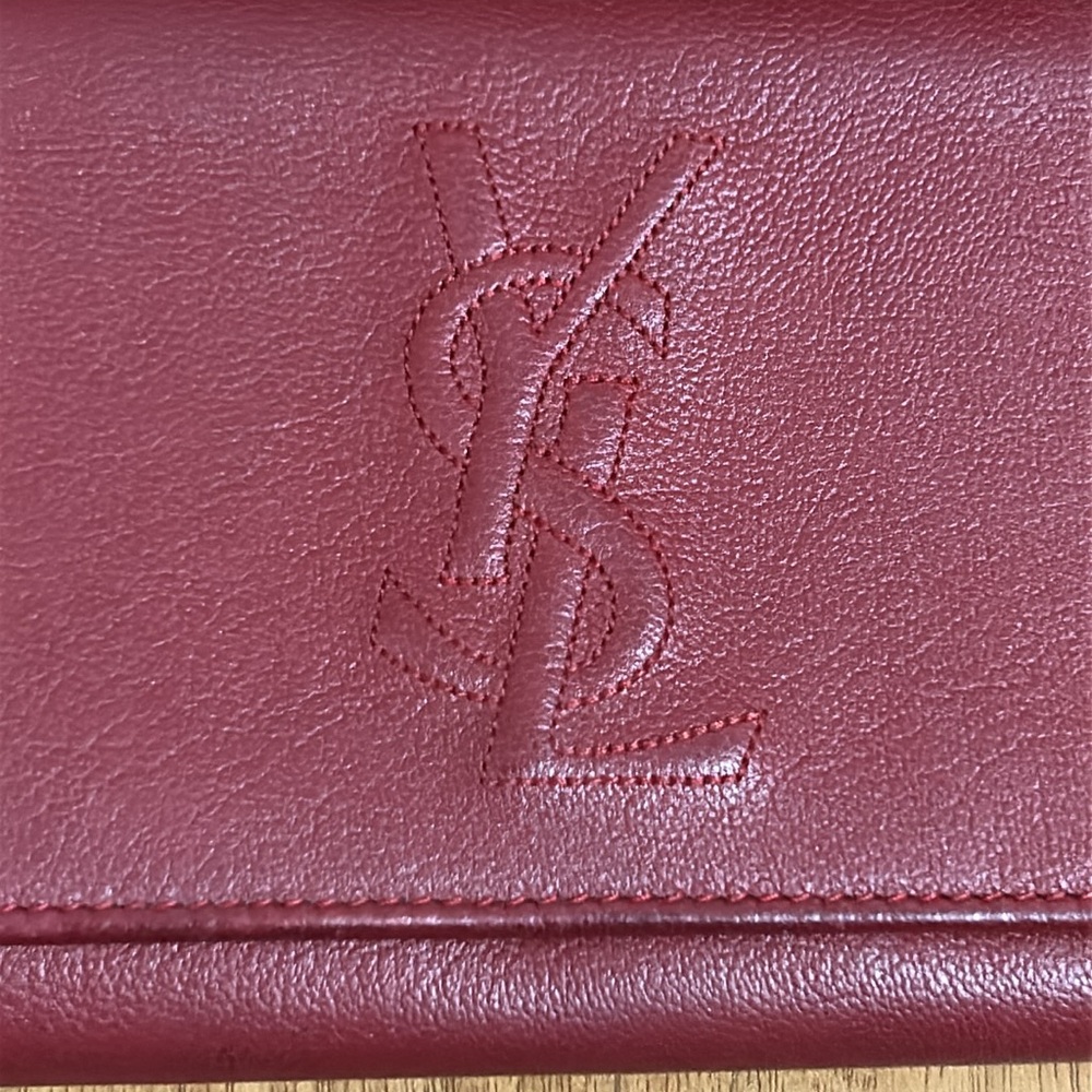 Authentic YSL Red / Burgundy Leather Flap Wallet - Picture 3 of 16
